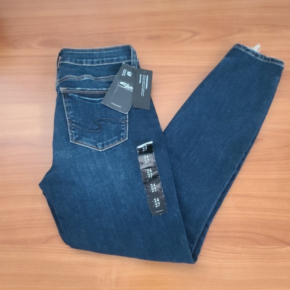 Silver Jeans Co. Women's Elyse Curvy Fit Mid Rise Skinny Size 26wx27L NEW - Picture 1 of 10